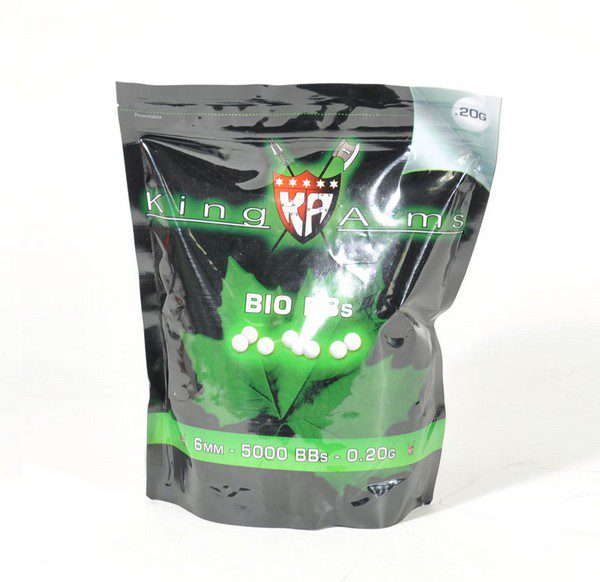 Billes BIO 0.20gr Blanches - King Arms - Sac 1Kg